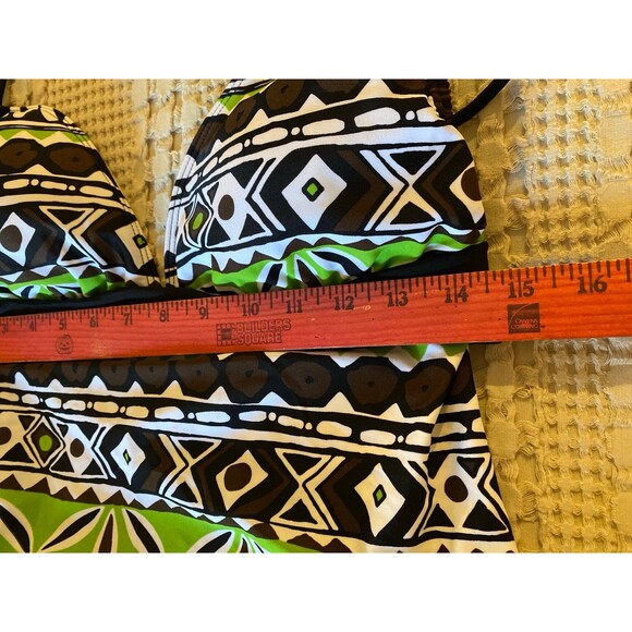 Summer Halter Swimsuit Top Size Medium approx. Green, Blue w/ Black Accents - Picture 6 of 6